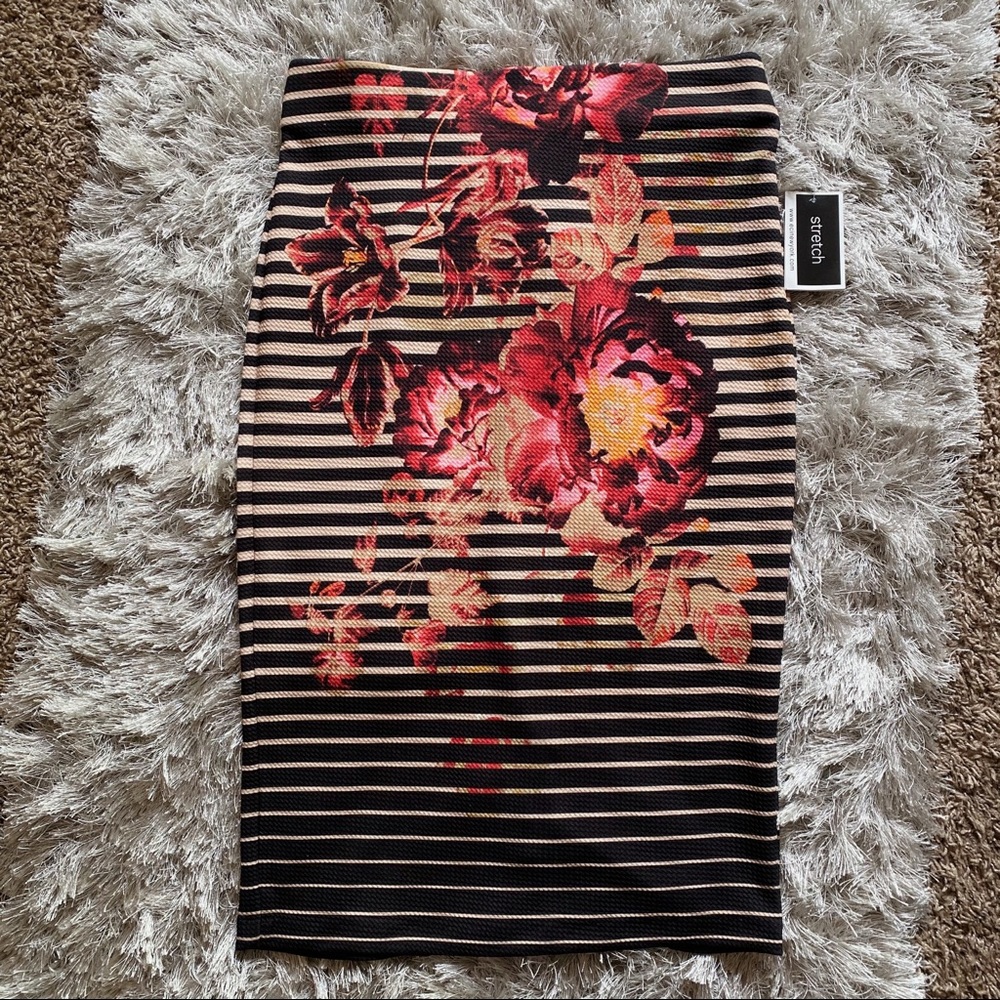 • floral/stripe pencil skirt